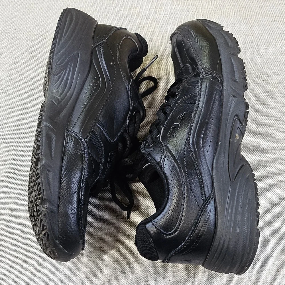Fila US‎ 8 EEEE Work Athletic Shoes Black Leather Upper Cushioned Wide Width